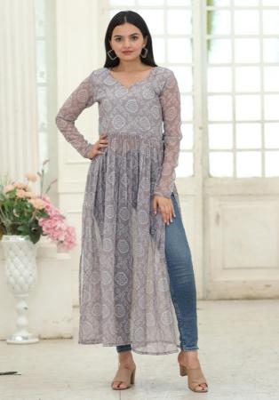 Picture of Radiant Georgette Dark Grey Kurtis & Tunic