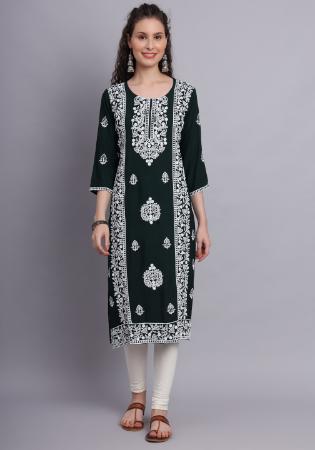 Picture of Excellent Rayon Sea Green Kurtis & Tunic