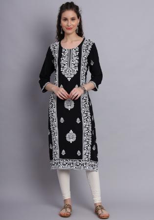 Picture of Superb Rayon Black Kurtis & Tunic