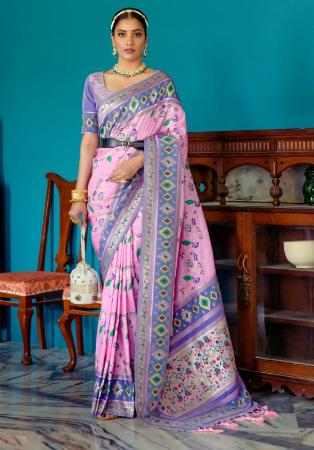 Picture of Excellent Silk Pink Saree