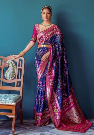 Picture of Gorgeous Silk Navy Blue Saree