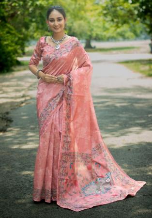 Picture of Graceful Silk Dark Salmon Saree