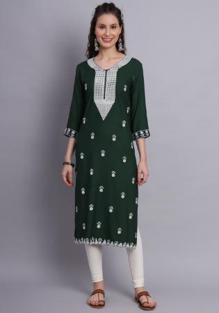 Picture of Fascinating Rayon Sea Green Kurtis & Tunic