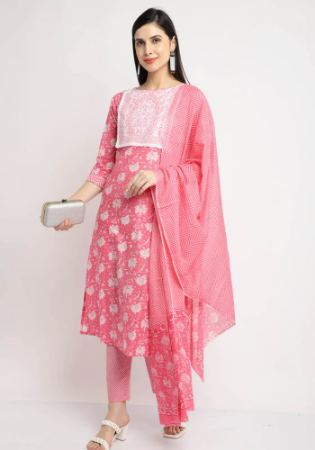 Picture of Sightly Cotton Light Pink Readymade Salwar Kameez