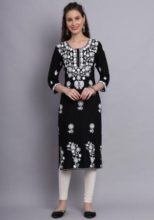 Picture of Stunning Rayon Black Kurtis & Tunic