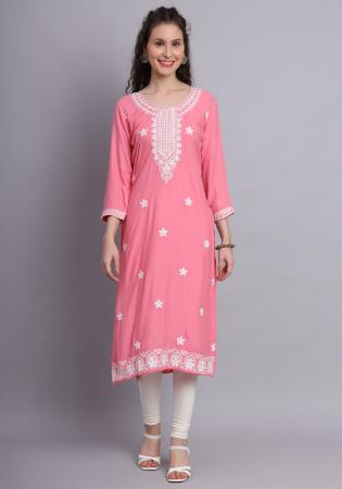 Picture of Beauteous Rayon Pale Violet Red Kurtis & Tunic