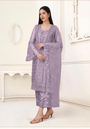 Picture of Comely Net Dark Grey Straight Cut Salwar Kameez