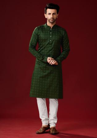 Picture of Comely Cotton Dark Olive Green Kurtas