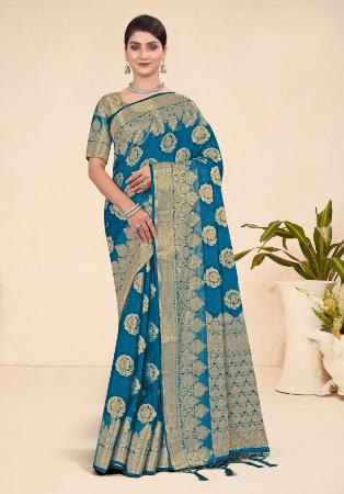 Picture of Sublime Chiffon Teal Saree