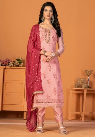 Picture of Charming Silk Dark Salmon Straight Cut Salwar Kameez