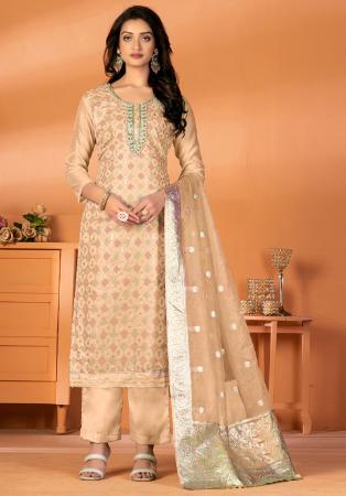 Picture of Resplendent Silk Burly Wood Straight Cut Salwar Kameez