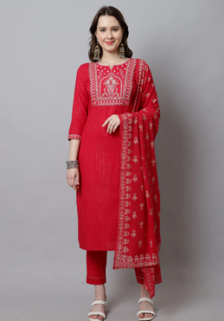 Picture of Ideal Cotton Fire Brick Readymade Salwar Kameez