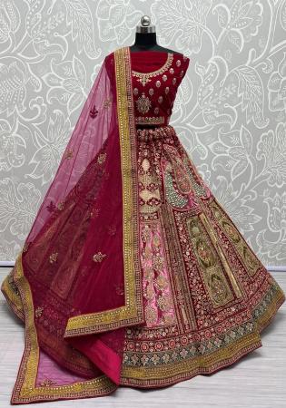 Picture of Delightful Linen Maroon Lehenga Choli