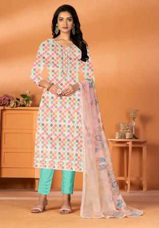 Picture of Cotton Pale Golden Rod Straight Cut Salwar Kameez