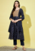 Picture of Superb Chiffon Navy Blue Readymade Salwar Kameez