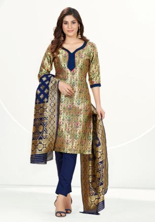 Picture of Silk Midnight Blue Straight Cut Salwar Kameez