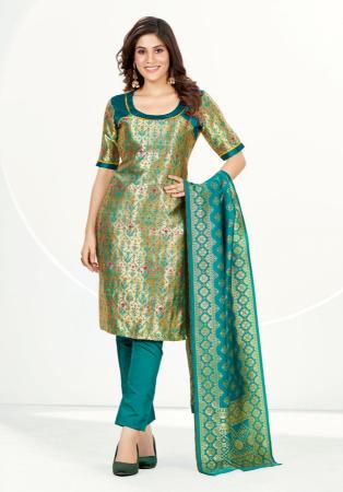 Picture of Appealing Silk Cadet Blue Straight Cut Salwar Kameez