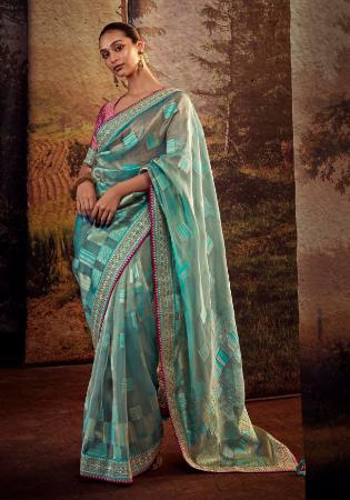 Picture of Fine Silk Cadet Blue Saree