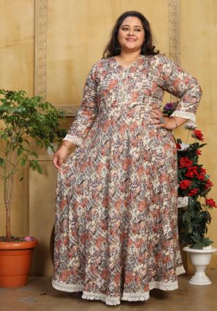 Picture of Graceful Rayon Beige Readymade Gown