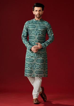 Picture of Fine Cotton Dark Sea Green Kurtas