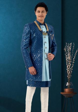 Picture of Gorgeous Silk Midnight Blue Sherwani