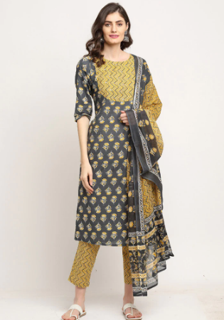 Picture of Fine Cotton Slate Grey Readymade Salwar Kameez