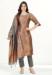 Picture of Nice Silk Dark Khaki Straight Cut Salwar Kameez