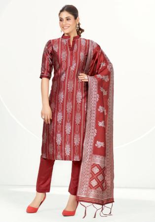 Picture of Splendid Silk Indian Red Straight Cut Salwar Kameez