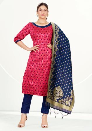 Picture of Ideal Silk Light Coral Straight Cut Salwar Kameez