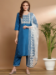 Picture of Cotton & Silk Steel Blue Readymade Salwar Kameez