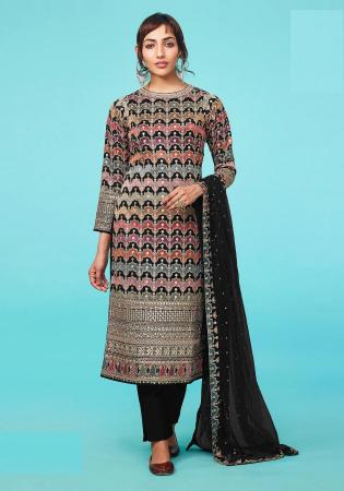 Picture of Appealing Georgette Black Straight Cut Salwar Kameez