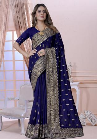 Picture of Alluring Silk Navy Blue Saree