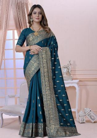 Picture of Delightful Silk Dark Slate Grey Saree