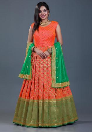 Picture of Excellent Silk Tomato Readymade Gown