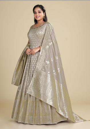 Picture of Bewitching Silk Dark Grey Readymade Gown