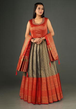 Picture of Enticing Silk Dim Gray Readymade Gown