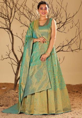 Picture of Wonderful Silk Dark Khaki Readymade Gown