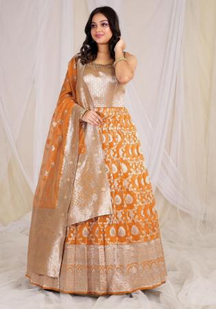 Picture of Nice Silk Sandy Brown Readymade Gown