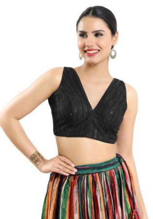 Picture of Beautiful Net & Silk Black Designer Blouse