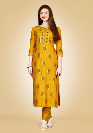 Picture of Charming Rayon Orange Kurtis & Tunic