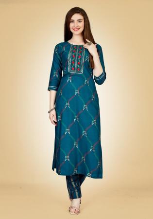 Picture of Wonderful Rayon Teal Kurtis & Tunic