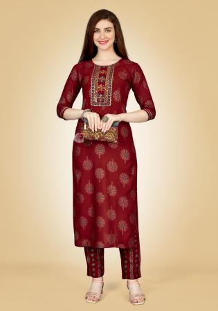 Picture of Fascinating Rayon Maroon Kurtis & Tunic