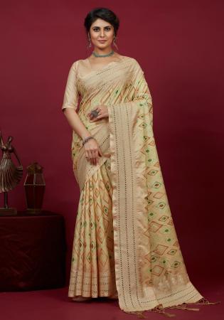 Picture of Stunning Cotton & Silk Beige Saree