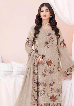 Picture of Georgette Rosy Brown Straight Cut Salwar Kameez