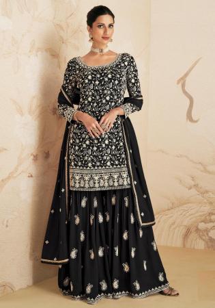 Picture of Statuesque Georgette Black Straight Cut Salwar Kameez