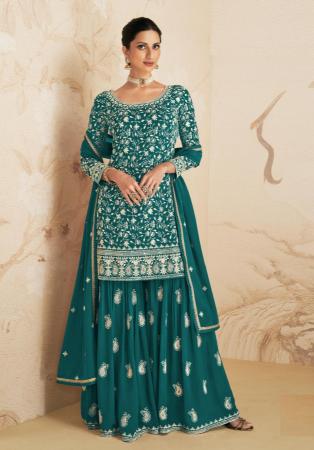 Picture of Georgette Midnight Blue Straight Cut Salwar Kameez