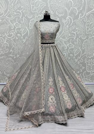 Picture of Appealing Organza Dark Grey Lehenga Choli