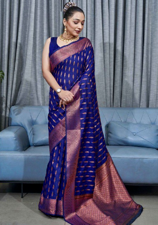 Picture of Elegant Silk Midnight Blue Saree