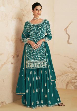 Picture of Georgette Midnight Blue Straight Cut Salwar Kameez