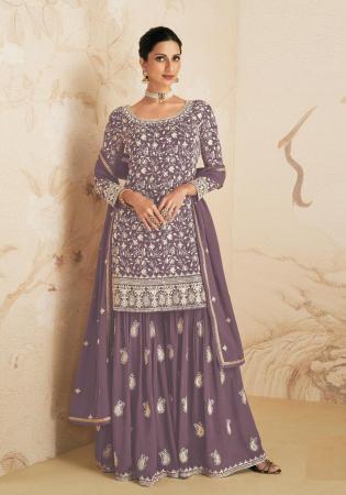 Picture of Georgette Dim Gray Straight Cut Salwar Kameez